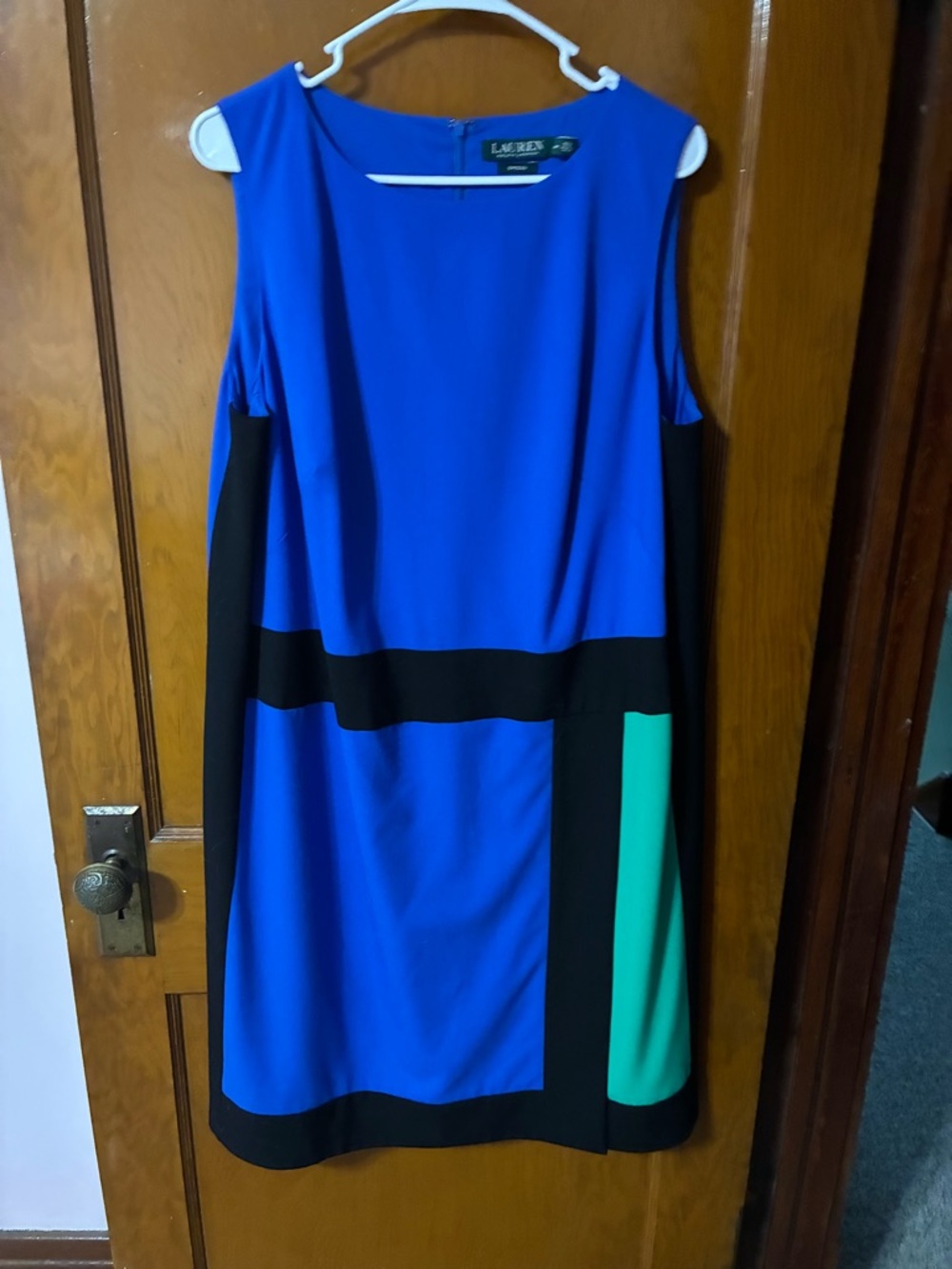 🌻 2/$25 - Ralph Lauren Blue and Teal Colorblock Midi Dress